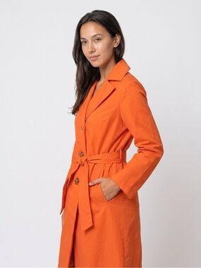 Stunning Michael Kors Bright Orange Belted Trench Coat.